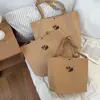 Bolsa de Papel Kraft com Desenho de Filhote Nova Grande Capacidade Bolsa Tote Simples Viagem de Negócios Deslocamento Bolsa de Ombro Versátil