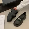 Mocassins de Couro com Solado Grosso Estilo Britânico para Mulheres 2026 Novo Estilo Outono com Saias Sapatos Pequenos de Couro Slip-ons Salto Grosso Sapatilhas de Solado Macio