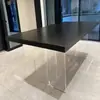 Mesa de Jantar Flutuante Moderna Minimalista de Acrílico Luxo Leve Mesa de Escritório em Casa de Madeira Maciça Nórdica Mesa Longa Simples Criativa de Madeira Maciça