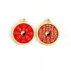 Estilo Étnico Retro Rojo Aceite Montaña Fantasma Flor Colgante Diagrama Tai Chi Bagua Fundición Antigua Llavero Colgante Accesorios