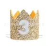 Decoración para Fiesta Infantil Sombreros Digitales, Coronas, Sombreros de Cumpleaños, Primer Cumpleaños del Bebé y Banquete de los 100 Días Adornos para la Cabeza con Purpurina, Accesorios para Fotos
