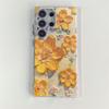 Funda para Samsung Galaxy S24 Ultra con película para lente, diseño de flores japonesas y coreanas, con diamantes de imitación y luz azul, para Samsung Galaxy S21, S24 y S23/S22.