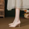 Zapatos de tacón alto fino nude francés para mujer 2024 nuevos tacón de aguja punta afilada commuter sexy zapatos individuales temperamento pies no cansados