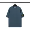 Camiseta de Manga Corta Casual Suelta de Color Sólido High Street Estilo Básico Clásico Stoneh con Parche en la Manga para Hombre