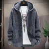 Chaqueta Suéter Gruesa con Forro de Polar Tallas Grandes con Capucha, Cárdigan de Punto con Cremallera para Hombre, Nuevo Otoño/Invierno 2026