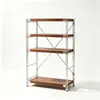 Estante de Armazenamento de Aço e Madeira Estilo Japonês, Prateleira de Armazenamento de Chão, Estante de Armazenamento para Varanda, Estante de Livros, Suporte para Aspirador Robô, Suporte Alto