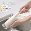 Estropajo de Lufa con Mango de Madera Minimalista Estilo Japonés para Limpiar Esquinas, Cepillo para Botellas, Cepillo para Limpiar Tazas, Cepillo de Limpieza