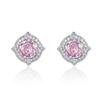 Anel de Pedra Preciosa de Luxo Leve Mais Vendido Transfronteiriço, Colar com Pingente de Zircônia Rosa Blush Corte Milênio, Brincos de Moda Feminina Estilo Europeu e Americano