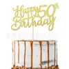 Pó glitter feliz aniversário 13 16 18 30 40 50 60 cartão de aniversário para bolo inserção decoração de bolo plug-in