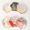 Europa y Estados Unidos nuevo plato de papel hexagonal color bronceado sub-sexo suministros para fiesta de cumpleaños plato de papel mármol