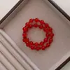 Pulsera de Ágata Roja Natural de Estilo Similar para Mujer de Zhao Lusi y Xu Yan, Diseño de Moda Simple Apilable Pulsera de Doble Círculo