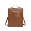 Mochila de Cor Sólida com Textura de Grande Capacidade Tecida à Mão Casual para o Dia a Dia Bolsa de Ombro Elegante e Requintada