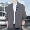Jaqueta Masculina Elegante com Gola de Terno, Casaco Casual Versátil para Primavera e Outono com Bolsos com Zíper e Mangas com Punho