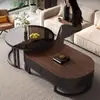 Mesa de centro de madera maciza para casas pequeñas, mesa de té minimalista, lujo ligero, juego de mesa de centro extensible, mesa de té estilo vintage nuevo