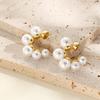 Pendientes de perlas artificiales geométricas de alta calidad de lujo ligero pendientes populares pendientes de cuentas de plástico en forma de U joyería femenina en stock venta al por mayor