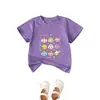 Amazon eBay sitio independiente moda casual ropa infantil para niños y niñas, camiseta rosa de bolita cuello redondo manga corta