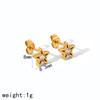 Aretes europeos y americanos de nicho de lujo ligero con exquisitos zircones, oro de 18 quilates, acero inoxidable, estrella de mar, trébol, para mujer, venta al por mayor