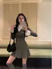Vestido Camisa Falso de Dos Piezas Estilo Universitario Coreano para Otoño e Invierno con Diseño Único y Elegante Falda Corta Interior para Mujer
