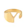Anillo de Cobre Popular Original Transfronterizo Joyería Creativa Ajustable Abierto para Mujeres con 26 Letras Venta al por Mayor Letras Creativas