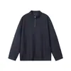 Camisa de punto con cremallera y cuello alto, estilo europeo y americano, transfronteriza de Amazon, camiseta de manga larga, top casual holgado para hombre