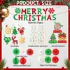 Set de Decoración para Fiesta Navideña Banner MerryChristmas Adornos Espirales Bolas de Panal Abanicos de Papel Arreglos Florales