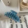 Presilha de Cabelo Xadrez Transparente Azul Escuro, Presilha de Cabelo Simples, Presilha Tubarão, Acessório de Cabelo Versátil Diário de Alto Padrão, Novo Estilo