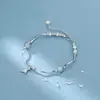 Pulsera de Sirena para Niñas, Lujo Ligero Nicho Exquisita Pulsera de Luz de Luna Blanca, Nuevo Diseño Popular 2025 Joyería de Mano de Plata