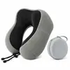 Almofada de pescoço de espuma de memória para viagem Amazon, travesseiro de suporte para pescoço em forma de U, portátil e dobrável para aviões
