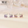 Hee goo E0610 S925 pendientes de plata con diseño de mariposa púrpura lavanda y dulce temperamento para mujer, pendientes de diamantes