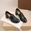[Gabinete de Red] Cuatro Estaciones y Viento, mocasines con tacón grueso de 5.5 cm de altura para mujer, estilo retro, suela suave, piel genuina
