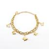 Pulsera Transfronteriza Nueva Europea y Americana de Acero Inoxidable Galvanizado Oro 18K Doble Capa Mariposa Retro Brillante Nicho