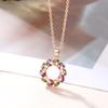 Cassie Joias Europeia e Americana Nova Dourado Rosa Colorido Redondo Arroz Zircônia Artificial Totalmente Diamantada Microincrustada Corrente da Clavícula