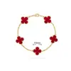 Pulsera de Calcedonia Morada Natural de Cinco Flores [Versión Alta Dorada V Chapado Grueso en Oro] Pulsera de Trébol de Cuatro Hojas de 18 Quilates para Mujer, Artesanía Exquisita