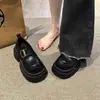 Zapatos de cuero para mujer con suela gruesa, que aumentan la altura, tacón grueso, colección otoño 2026, mocasines de estilo británico retro, zapatos de plataforma versátiles