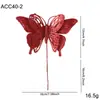 Novas decorações de lantejoulas de borboleta com glitter e pó dourado, decorações de árvore de Natal de alta qualidade, arranjos florais, enfeites pendentes e adereços decorativos