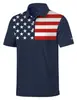 Camisa Polo Masculina Fashion com Estampa da Bandeira Americana Manga Curta Impressão 3D Vendida Quente Estilo de Rua Verão Botão Camiseta Solta