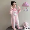 Pijama de Mameluco para Bebés Niñas Traje de Una Pieza Infantil Manga Larga Ropa de Casa Primavera y Otoño Traje de Verano para Aire Acondicionado para Niñas Pequeñas Saco de Dormir