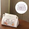 Caja de Pañuelos de Dibujos Animados de Gato y Oso Estilo Ins, Caja de Pañuelos de Cuero Femenina para Uso Doméstico, Caja de Almacenamiento para Escritorio de Sala de Estar Fábrica