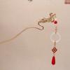 Tocados con Falda de Cara de Caballo Estilo Nacional Paso Sacudido Accesorios Hanfu Hechos en Ming Peineta China Nueva Peineta Roja para Mujer Boda