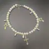 Moda Europea y Americana Hip-Hop Estilo Dulce y Fresco Collar de Perlas Colgantes Cruz Apilado Multicapa Joyería de Nicho