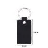 Llavero rectangular de piel sintética con láser, llavero en blanco de doble cara para cinturón, llavero redondo de piel, llavero para imprimir DIY
