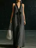 Roupas de vestuário feminino para comércio exterior, vestido de praia sexy europeu e americano sem mangas e com decote em V, vestido casual de viagem, gentil, elegante e de alta qualidade