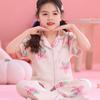 2025 versión coreana de pijamas para niños cárdigan para niñas lindo dibujos animados primavera y otoño manga corta pantalones ropa de casa para niñas venta al por mayor