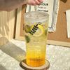 Vaso de pajita de vidrio de gran capacidad estilo ins con tapa para verano, vaso para beber jugo de alto valor, Vidrio de borosilicato alto