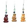 Bolsa de la Suerte Conejo Zodiaco Conejo Amuleto para Teléfono Accesorio Llavero Palo de Rosa Sándalo Verde Sándalo Madera de Incienso Regalo
