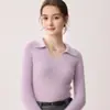 26 Nueva Temporada Otoño/Invierno Cuello Polo 100% Cachemir Puro Manga Larga Ajustado Simple Prendas de Punto Base