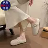 Calzado de verano para mujer para exteriores, nuevo estilo 2026, zuecos sin cordones de punta cerrada con plataforma gruesa que aumentan la altura, con diseño tejido hueco transpirable