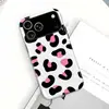 Funda de Teléfono con Película de Estampado de Leopardo en Contraste Negro y Rosa para iPhone 18 Pro, Funda Dura Brillante de Doble Capa, Funda Magnética para Apple 17 Pro