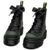 Botas de Moda Femininas de Couro Crazy Horse Verde, Cano Curto, Solado Grosso, 6 Furos, Estilo Britânico 1460, Botas Curtas Femininas Plataforma, Biker, de Trabalho