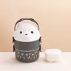 Lancheira de aço inoxidável em formato de urso para levar para o trabalho e escola, com divisórias, grande capacidade e tigela pequena